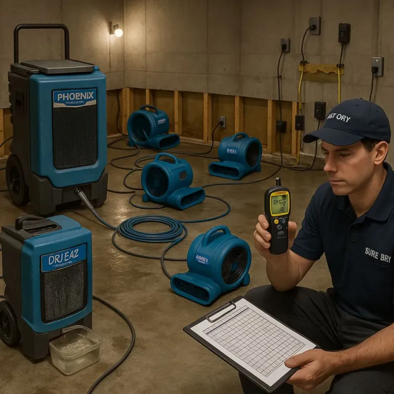 Structural Drying and Dehumidification process in West Fargo, ND